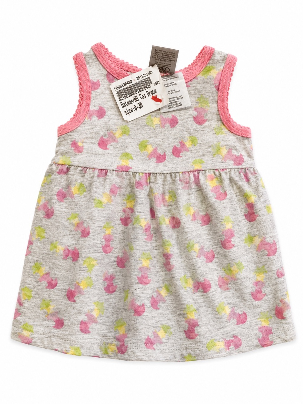DC Kids Sleeveless Dress in Gray, Pink & Yellow